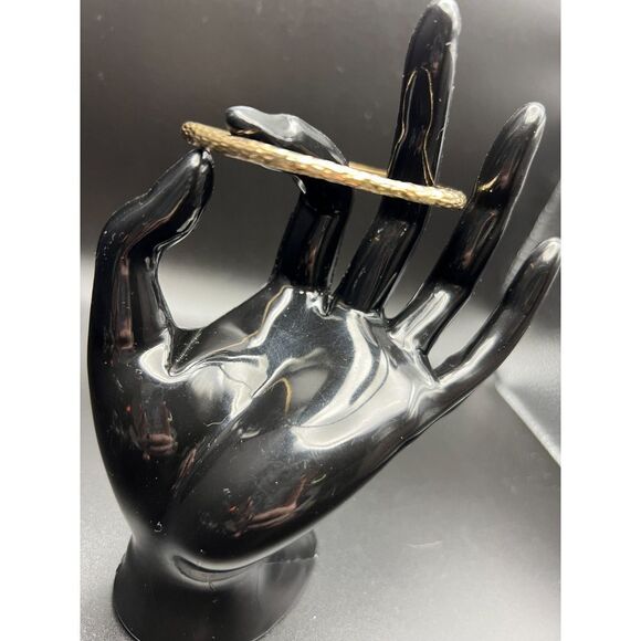 Hammered Gold Bangle Bracelet - Picture 3 of 6
